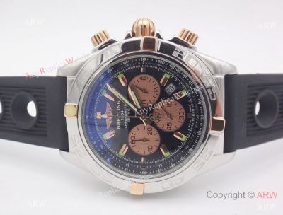 Breitling Fake Watches Chronomat 44mm Rose Gold Chronograph Black Rubber Band